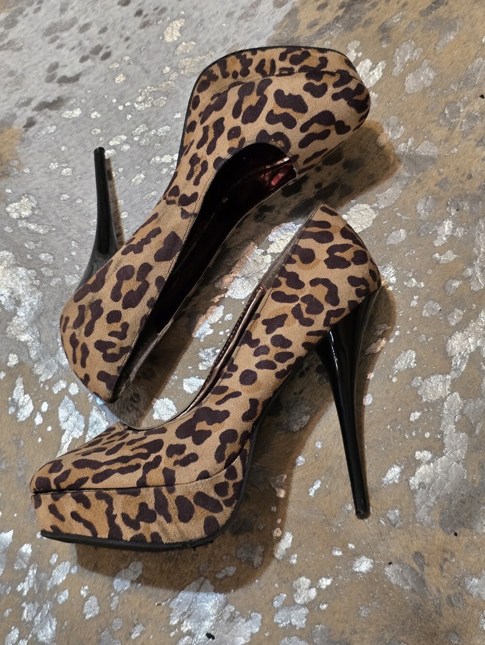 Charlotte Russe Leopard Print Platform Stiletto Heels - Brown/Black